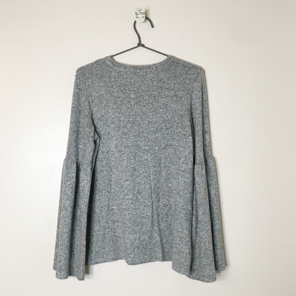 Zara Soft Touch Bell Sleeve Sweater Gray Size Small - Picture 4 of 8